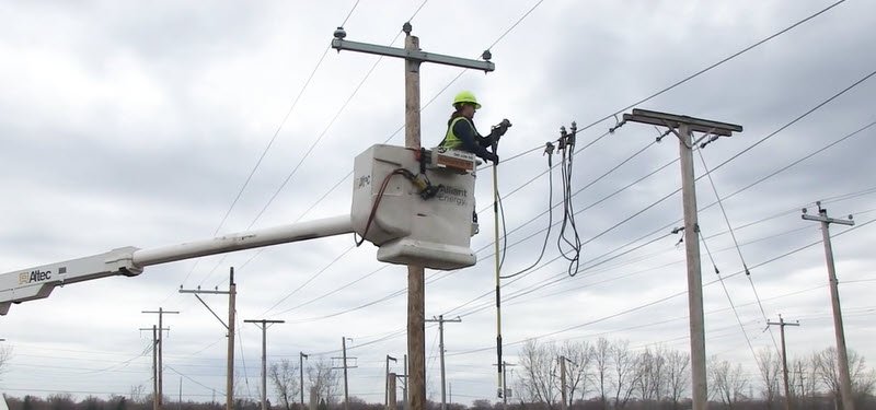 lineworker in a bucket truck