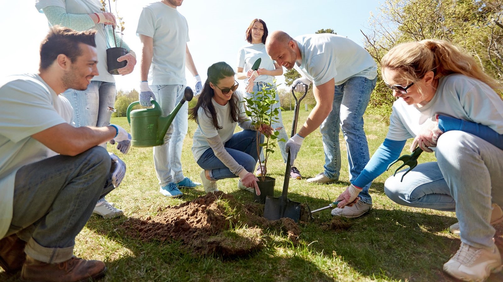 Community members planting a tree