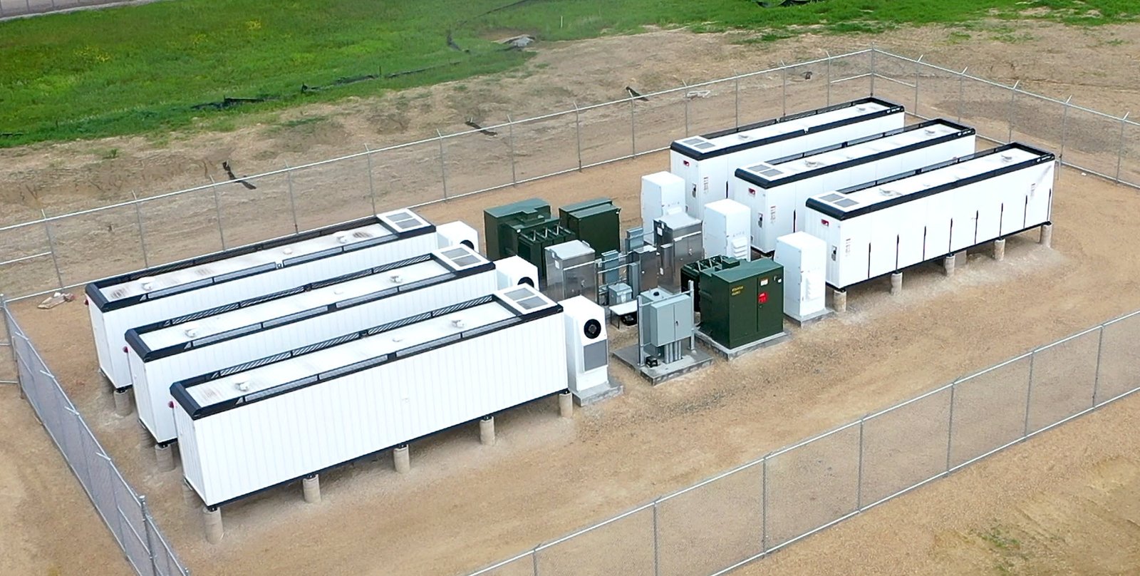 aerial photo of an electric battery storage system