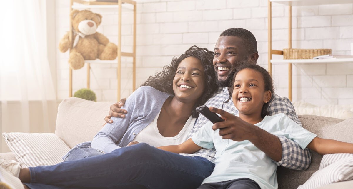 family watching tv